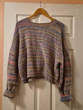 Fuzzy cropped oversized sweater